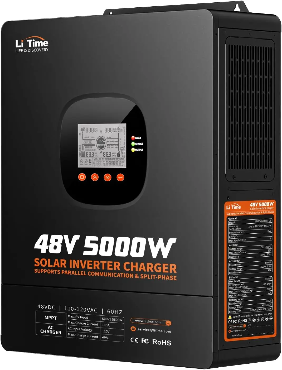LiTime 5000W Solar Hybrid Inve - Parallel Solar Inverter 48V 5000W Mppt 评论和价格